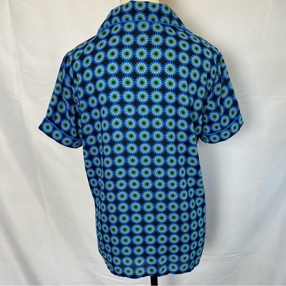 J.Crew Women's Retro Print Short Sleeve Button Up Shirt Size 6 Funky Sleep Top - Picture 7 of 10
